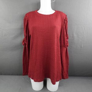 Womens Sweater Large Burgundy Peasant Boho Capsule Career Casual Textured NEW